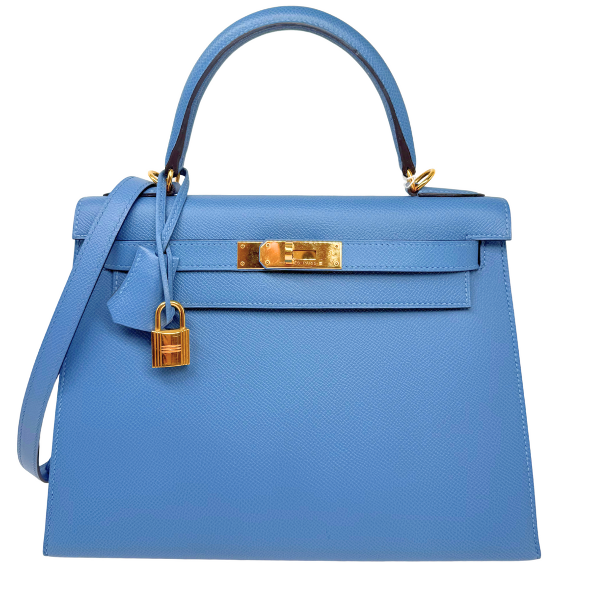 Hermes Kelly 28 Sellier Blue Brighton Epsom Gold Hardware