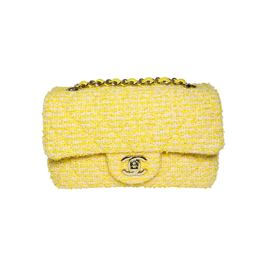 Chanel Light Yellow Tweed Mini Rectangle