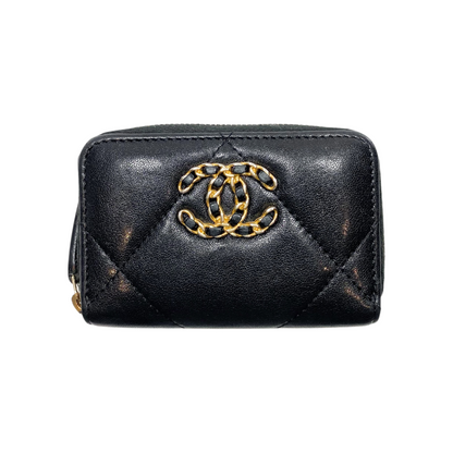 Chanel 19 Black Zip Around Card Holder