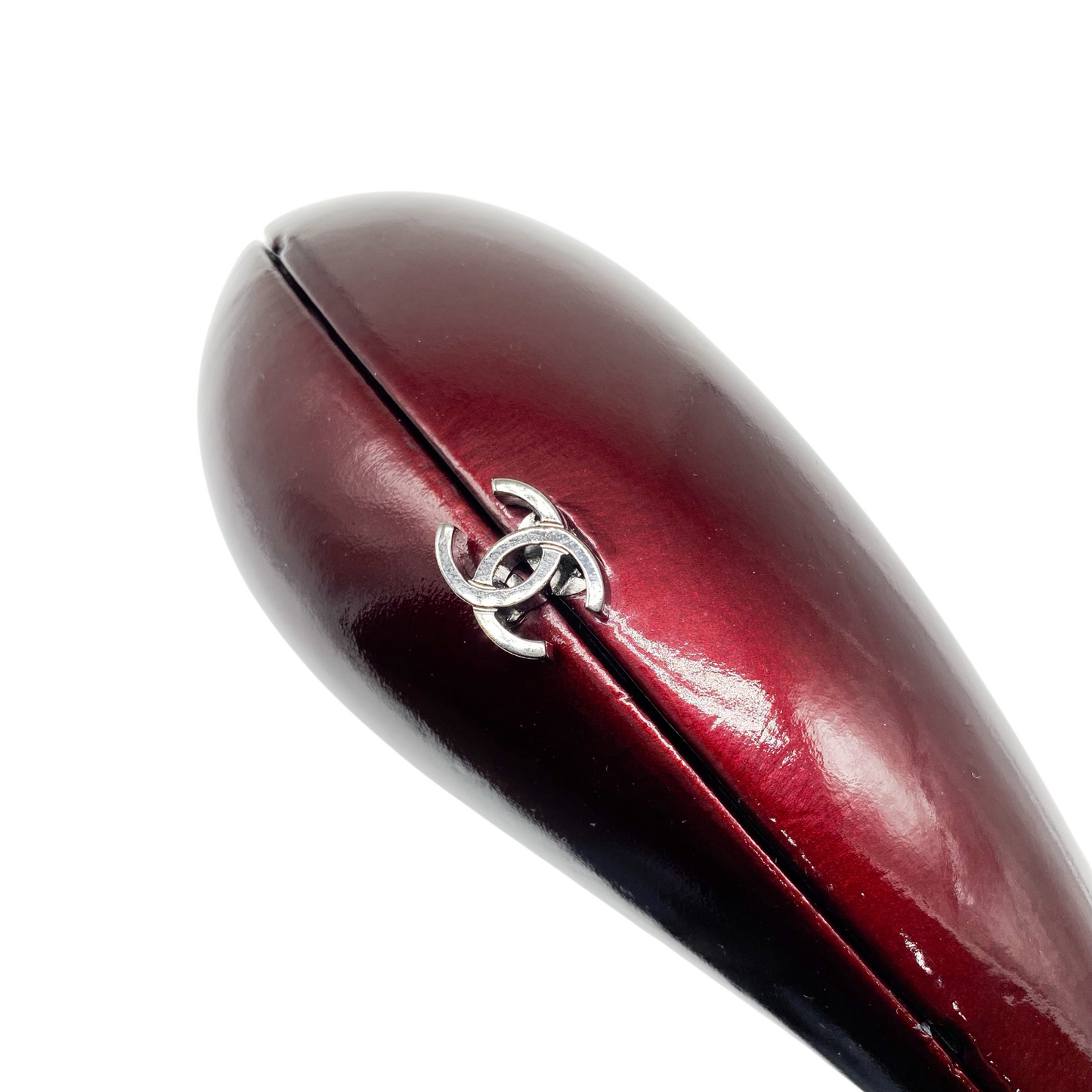Chanel Burgundy Patent Vintage Shell Clutch