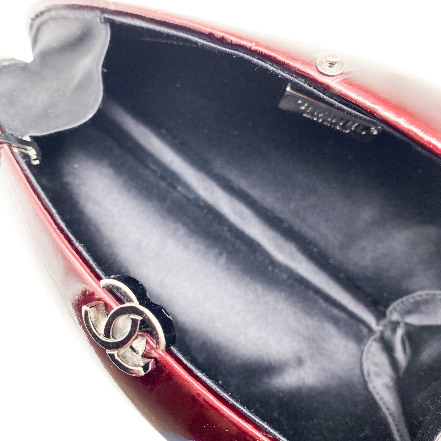 Chanel Burgundy Patent Vintage Shell Clutch
