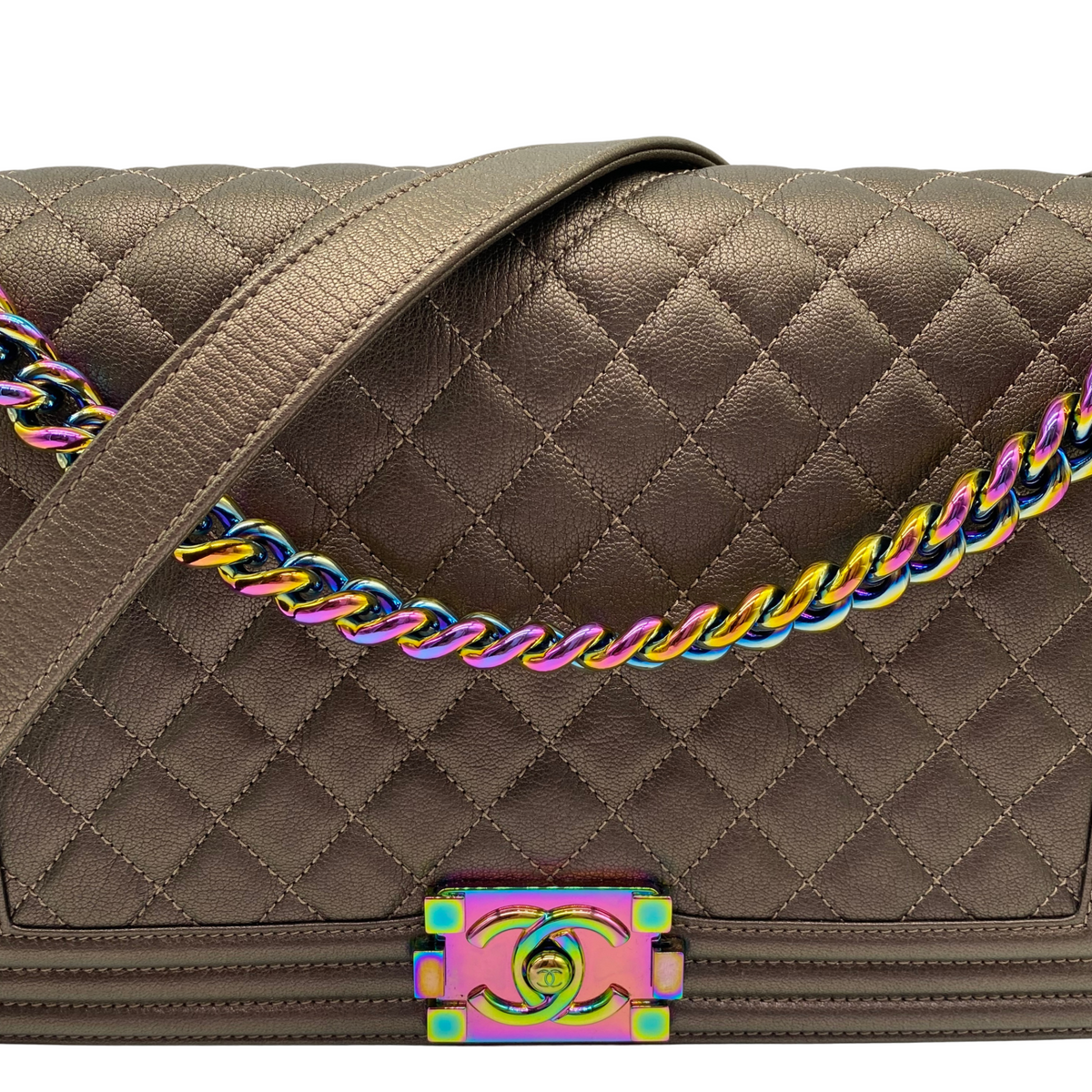 Chanel Bronze Iridescent Old Large Boy Bag