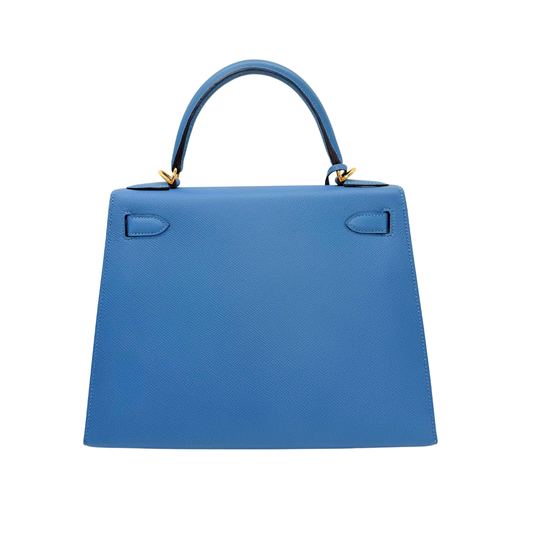 Hermes Kelly 28 Sellier Blue Brighton Epsom Gold Hardware