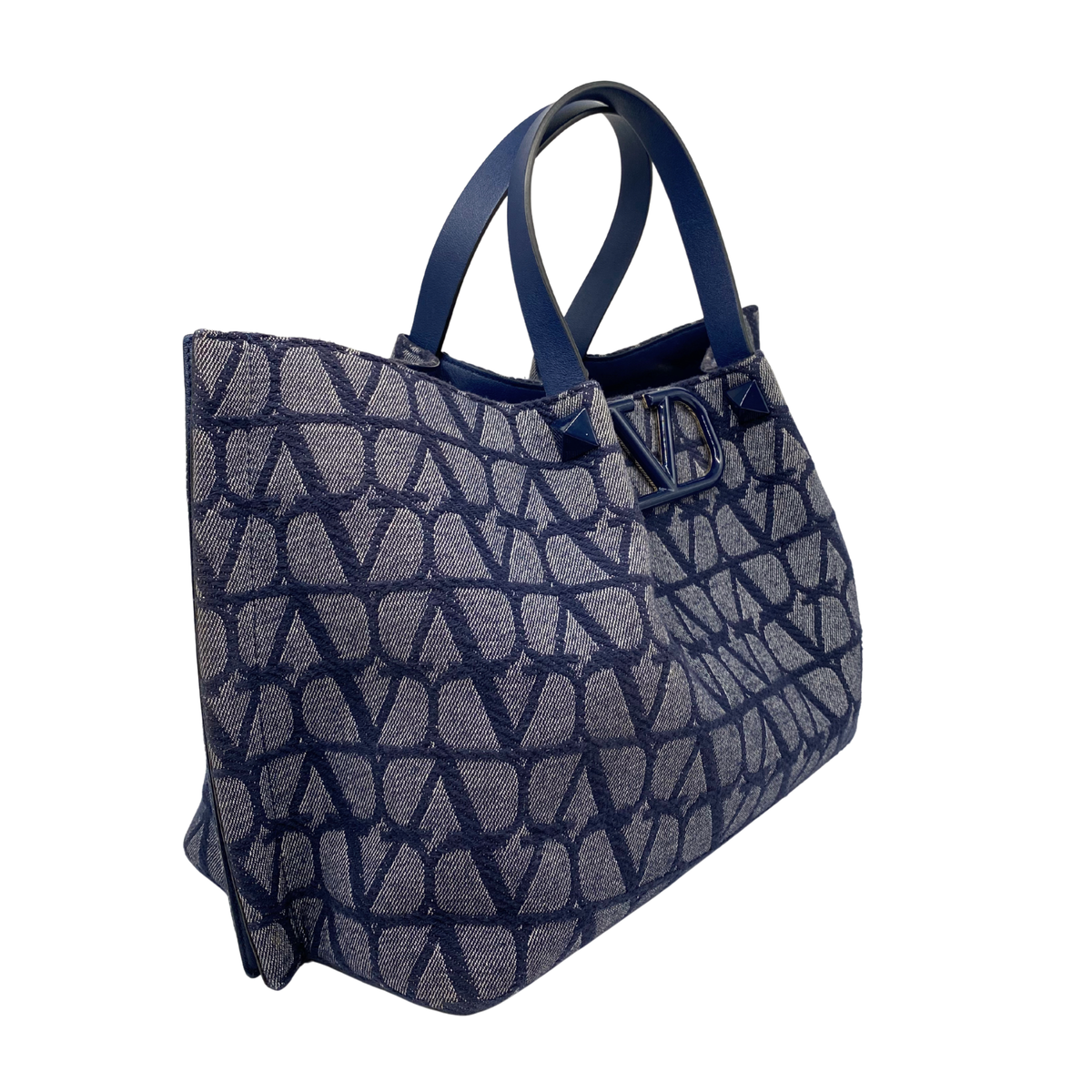 Valentino Denim VLogo Tote w Pouch