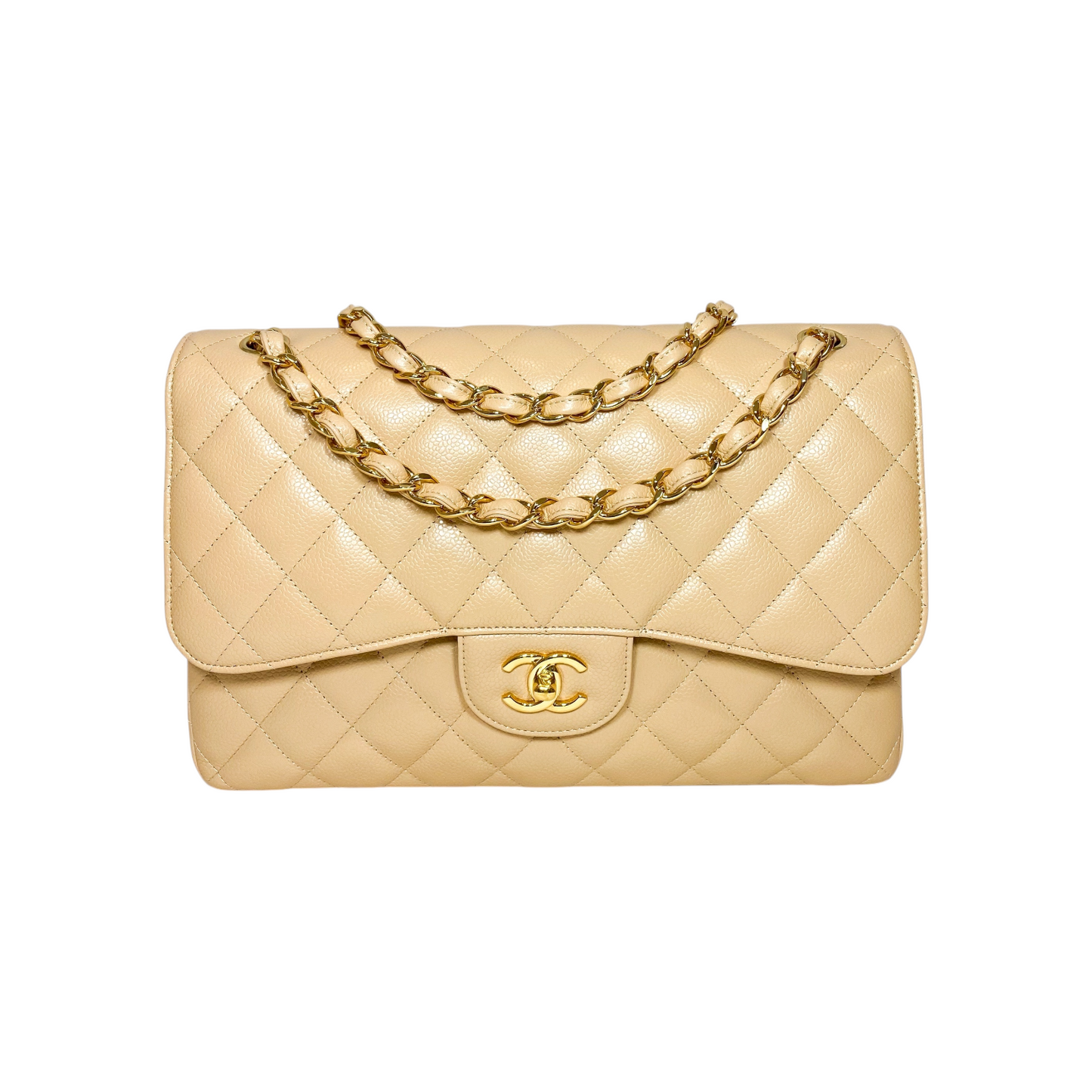 Chanel Beige Jumbo Double Flap Bag