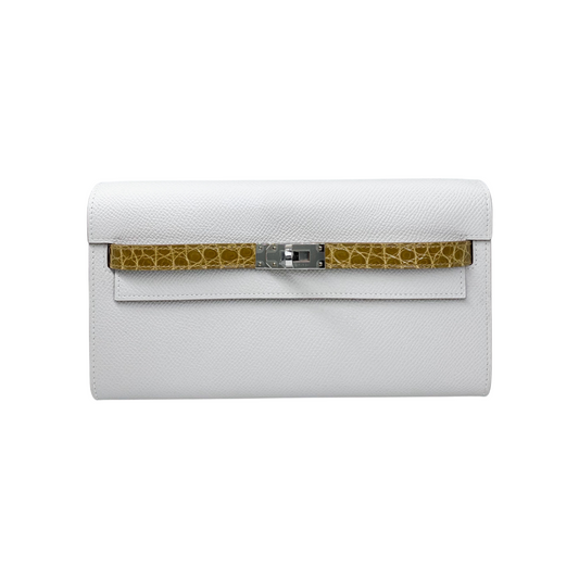 Hermes Kelly To Go Touch Craie Epsom Miel Niloticus Crocodile Palladium Hardware