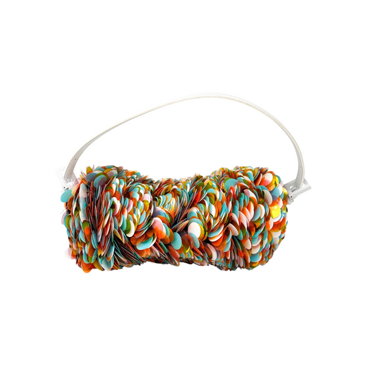 Fendi White Multicolor Paillettes Baguette