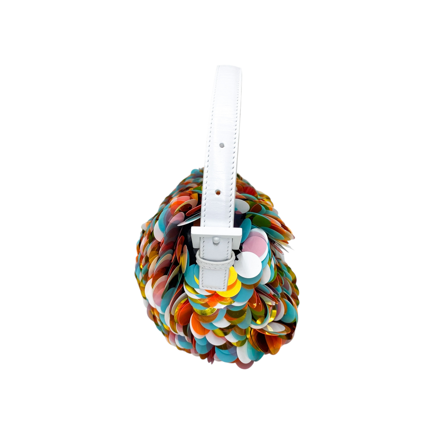 Fendi White Multicolor Paillettes Baguette