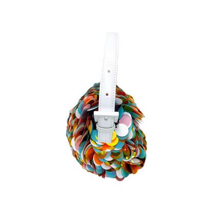 Fendi White Multicolor Paillettes Baguette