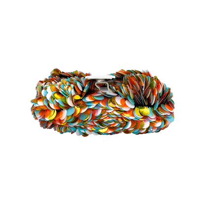 Fendi White Multicolor Paillettes Baguette