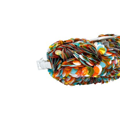 Fendi White Multicolor Paillettes Baguette