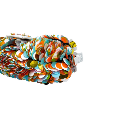 Fendi White Multicolor Paillettes Baguette
