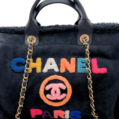 Chanel Shearling Suede Deauville Tote