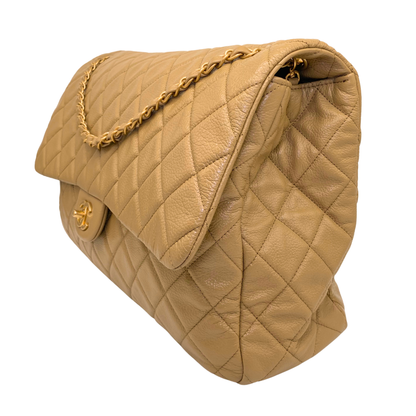 Chanel Dark Beige XXL Travel Flap Bag Coated Calfskin