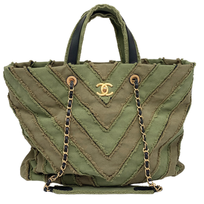 Chanel Coco Cuba Green Canvas Tote