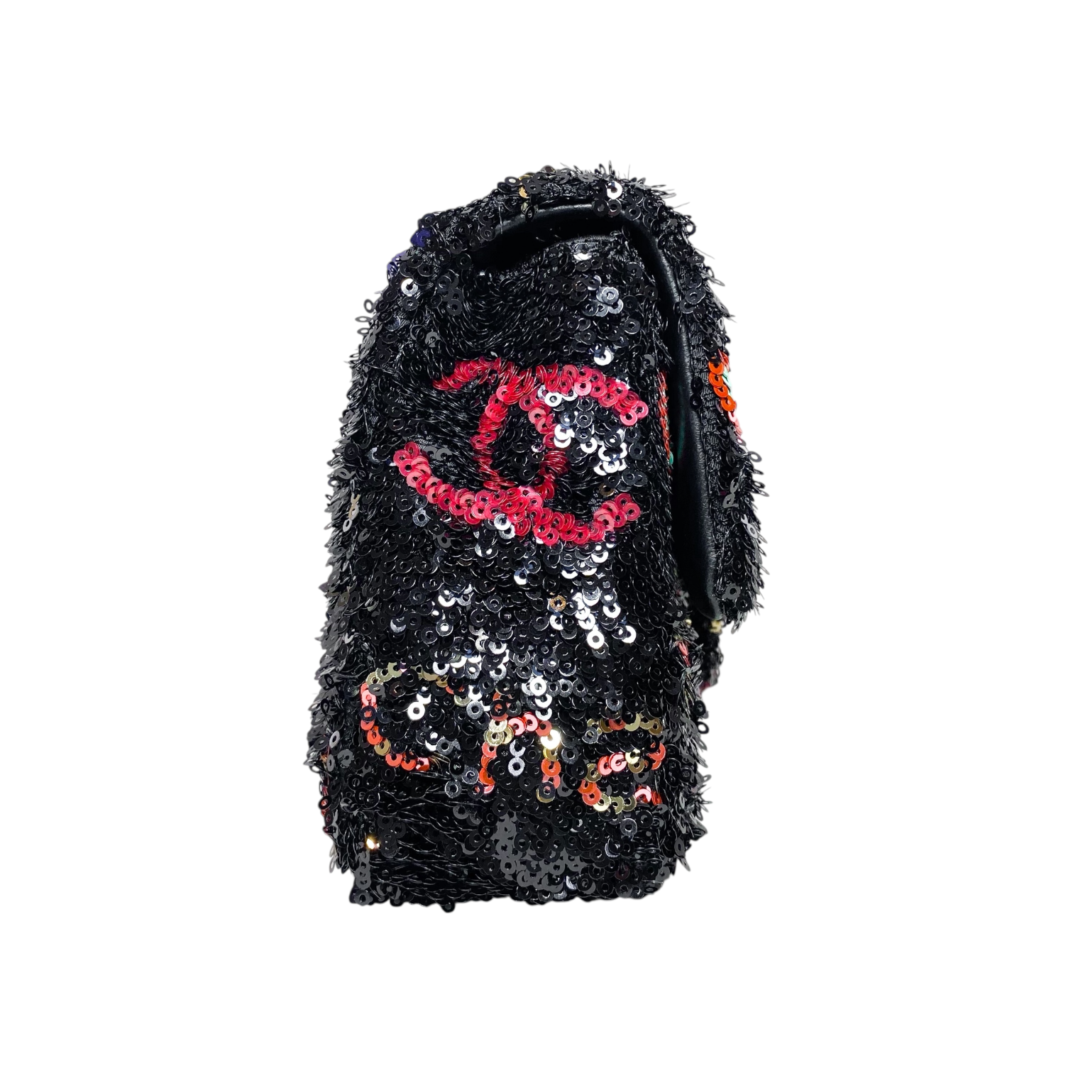 Chanel Black Logo CC Sequins Small Flap Bag
