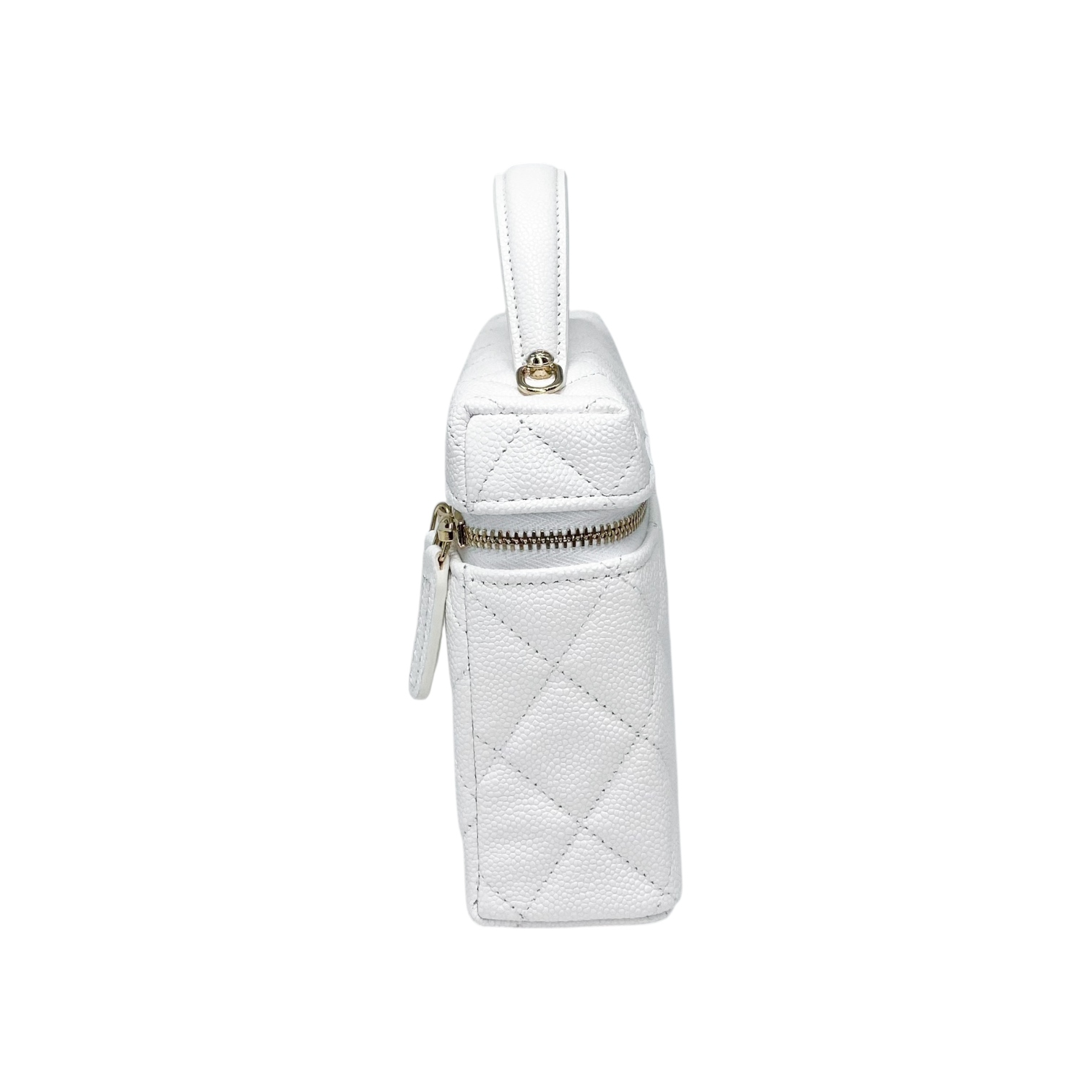 Chanel White Top Handle Slim Vanity With Chain
