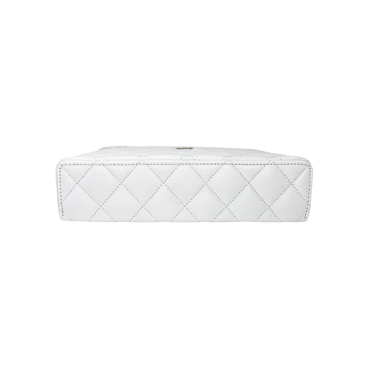 Chanel White Top Handle Slim Vanity With Chain