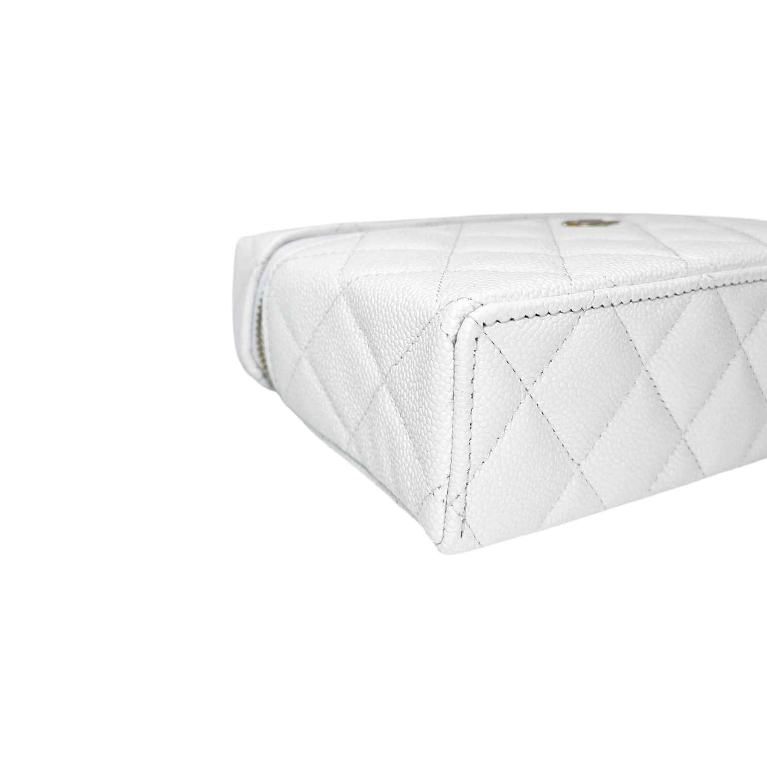 Chanel White Top Handle Slim Vanity With Chain