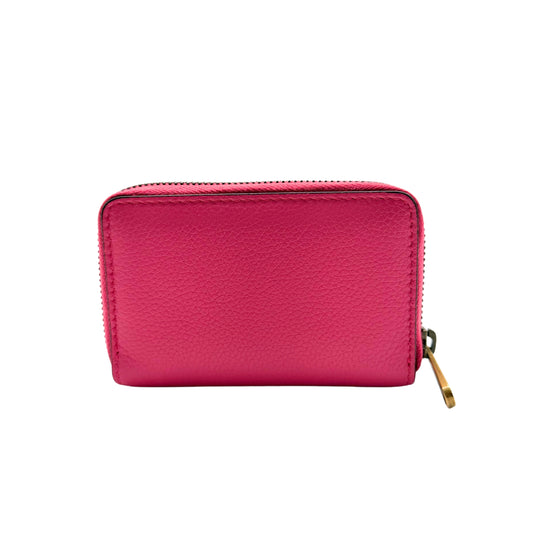 Gucci Pink Logo Printed Zip Around Coin Wallet