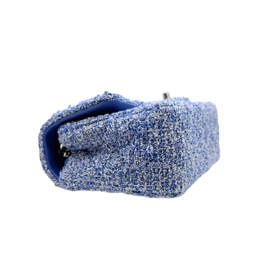 Chanel Mini Rectangle Blue Tweed Flap