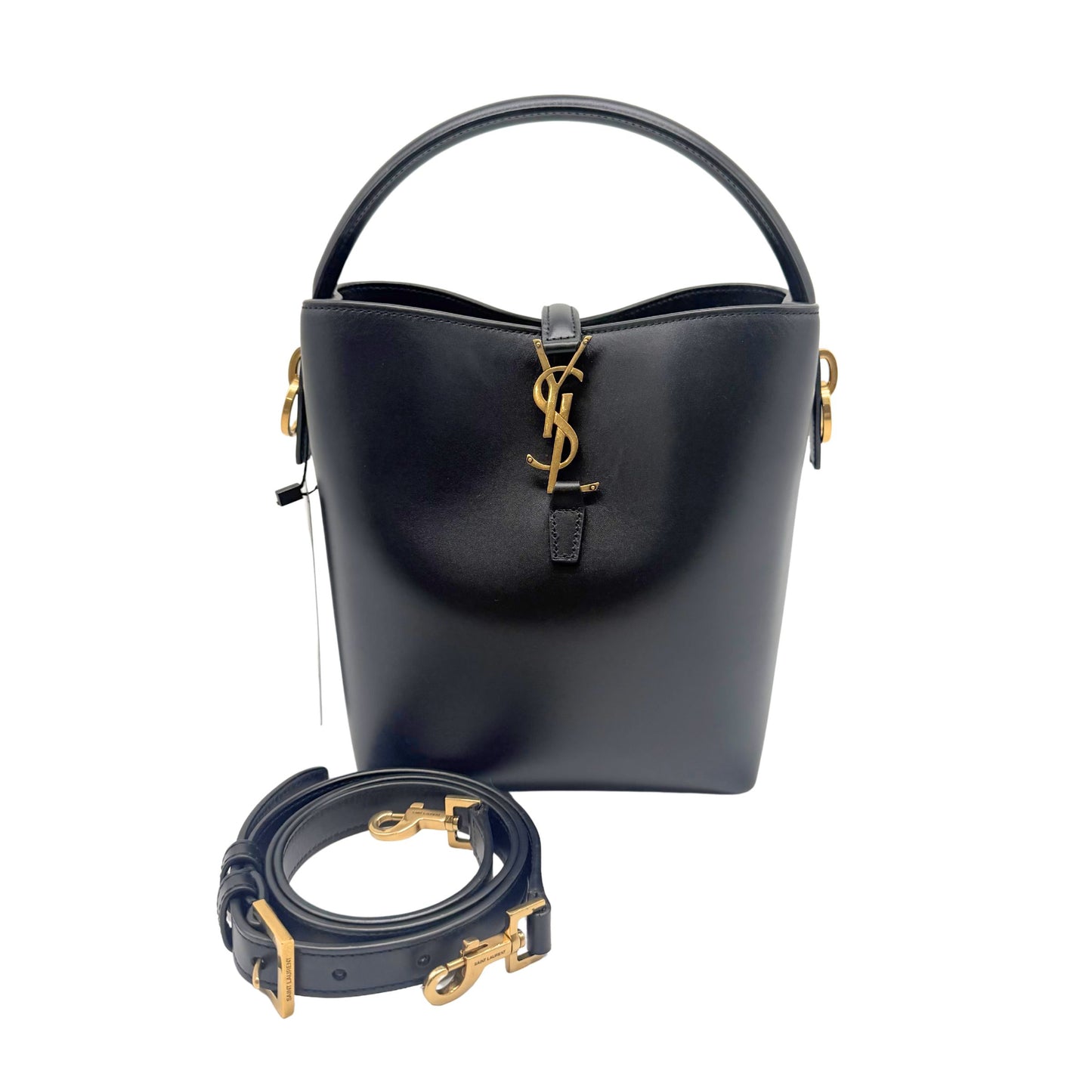 YSL Black Leather Bucket Bag