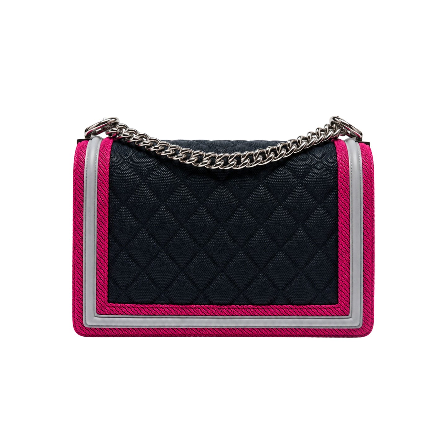Chanel Navy Fuschia Fluo Old Medium Boy Bag