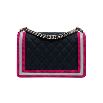 Chanel Navy Fuschia Fluo Old Medium Boy Bag