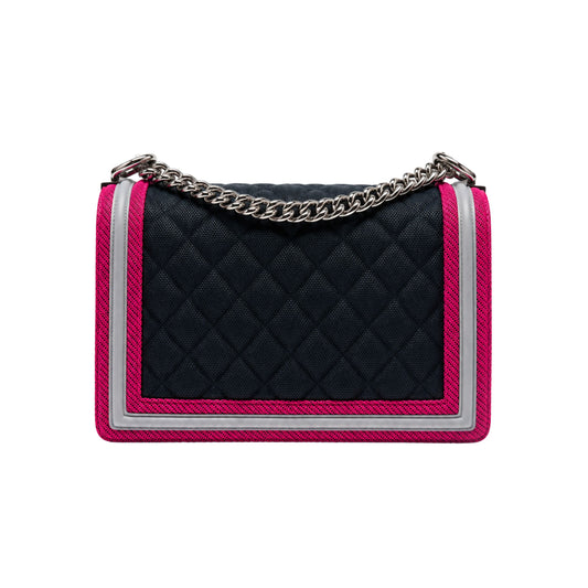 Chanel Navy Fuschia Fluo Old Medium Boy Bag