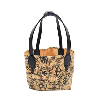 Chrome Hearts Black Straw Logo Tote