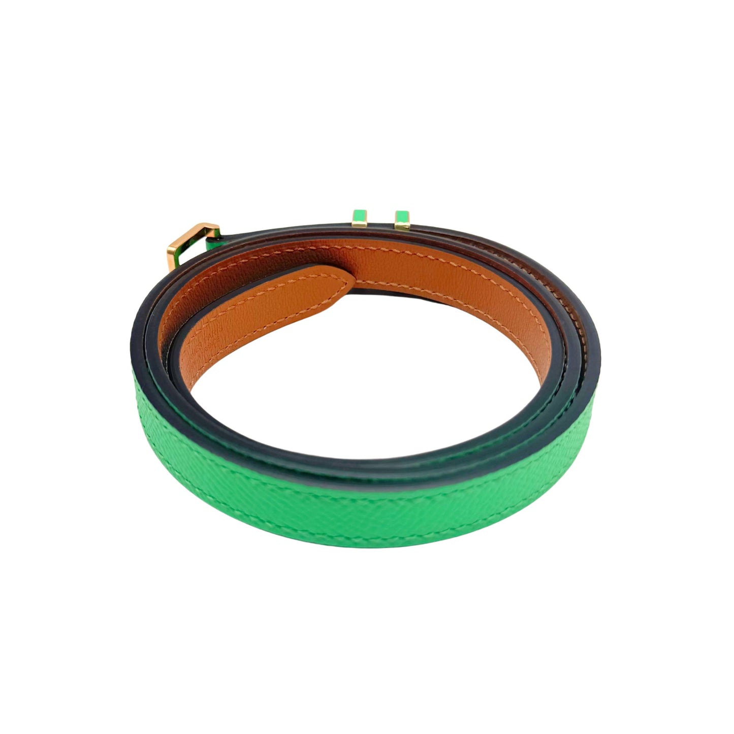 Hermes Epsom 15mm Belt with the “Pop H” in Vert Comics