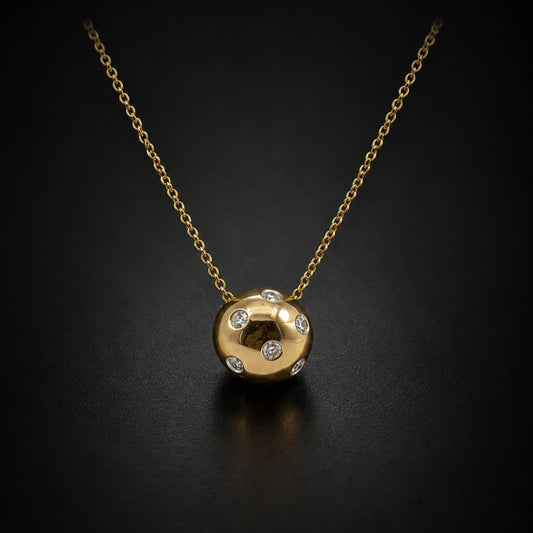 Tiffany & Co. Diamond 18k Gold Etoile Ball Pendant Necklace