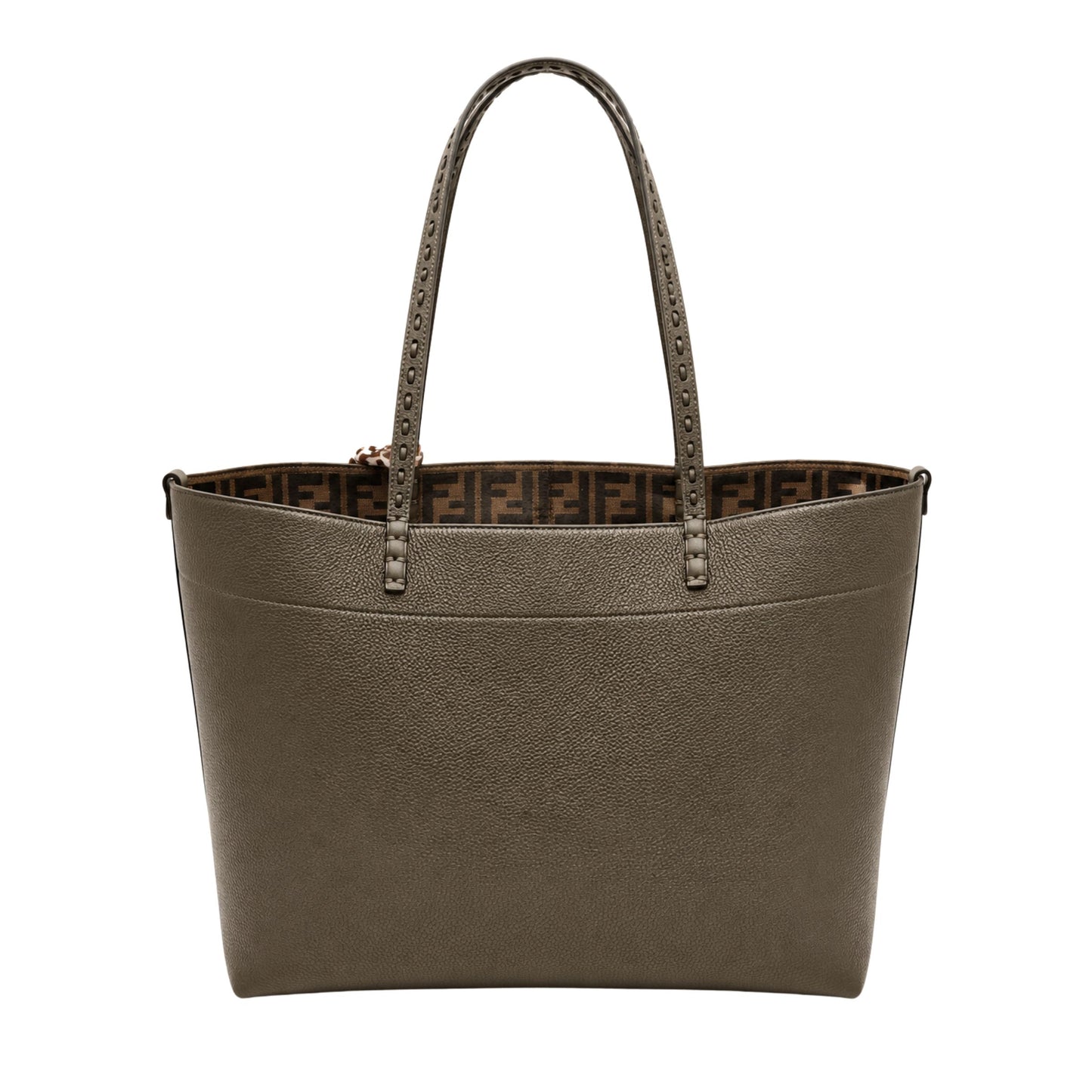 Fendi Dark Olive with Reversible FF Zucca Roll Bag with Twilly