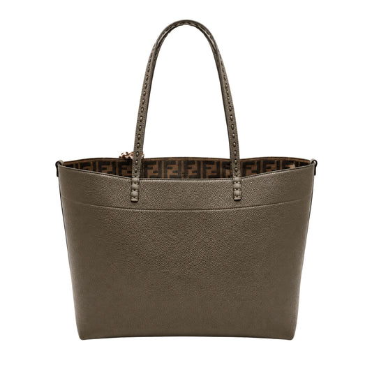 Fendi Dark Olive with Reversible FF Zucca Roll Bag with Twilly