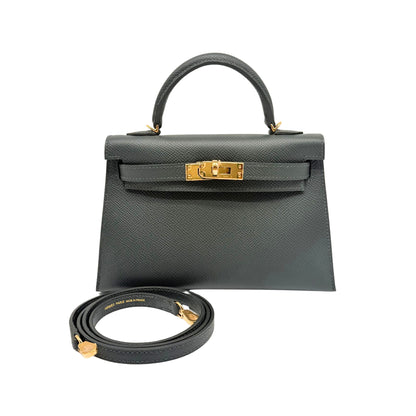 Hermes Mini Kelly in Vert Mangrove in Epsom with Gold Hardware