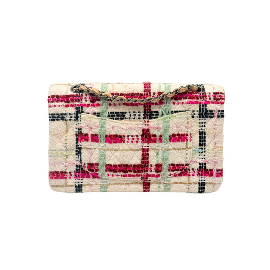 Chanel Tweed Medium Double Flap in Pink & Ivory