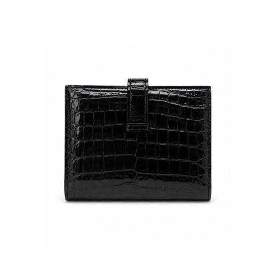 Hermes Bearn Black Shiny Alligator Wallet