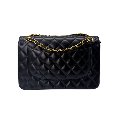 Chanel Black Lambskin Gold Hardware Jumbo Flap