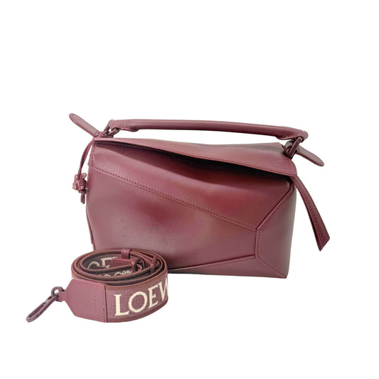 Loewe Dark Burgundy Small Puzzle Edge with Added Charm