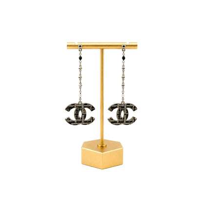 Chanel Crystal CC Drop Earrings