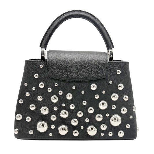 Louis Vuitton x Yayoi Kusama Capucine MM Black and Brass Metal Dots Bag