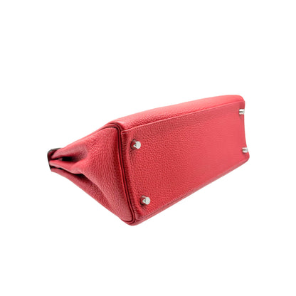 Hermes Kelly 28cm Rouge Casaque Togo Palladium Hardware