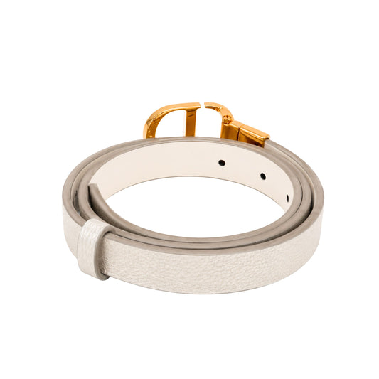 Dior Reversible White and Silver Gold CD Belt