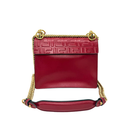 Fendi Khan Small Red Zucca with Chain Shoulder Strap