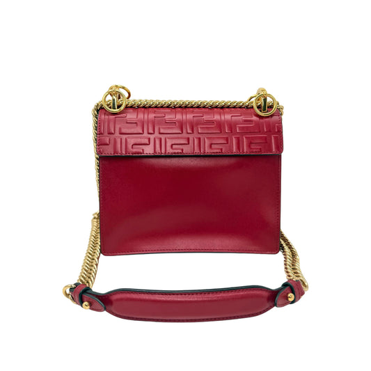 Fendi Khan Small Red Zucca with Chain Shoulder Strap
