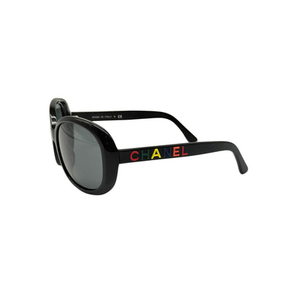 Chanel Round Oversized Sunglasses with Colorful Letters