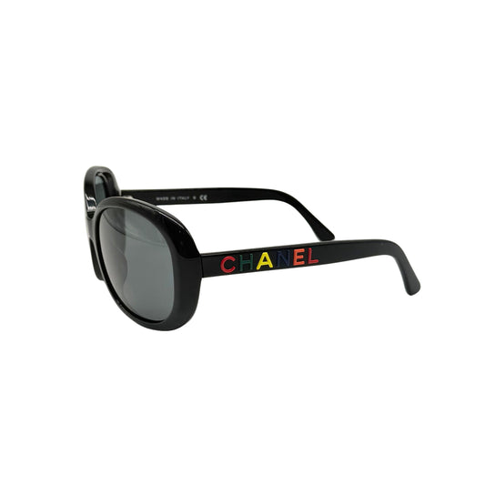 Chanel Round Oversized Sunglasses with Colorful Letters