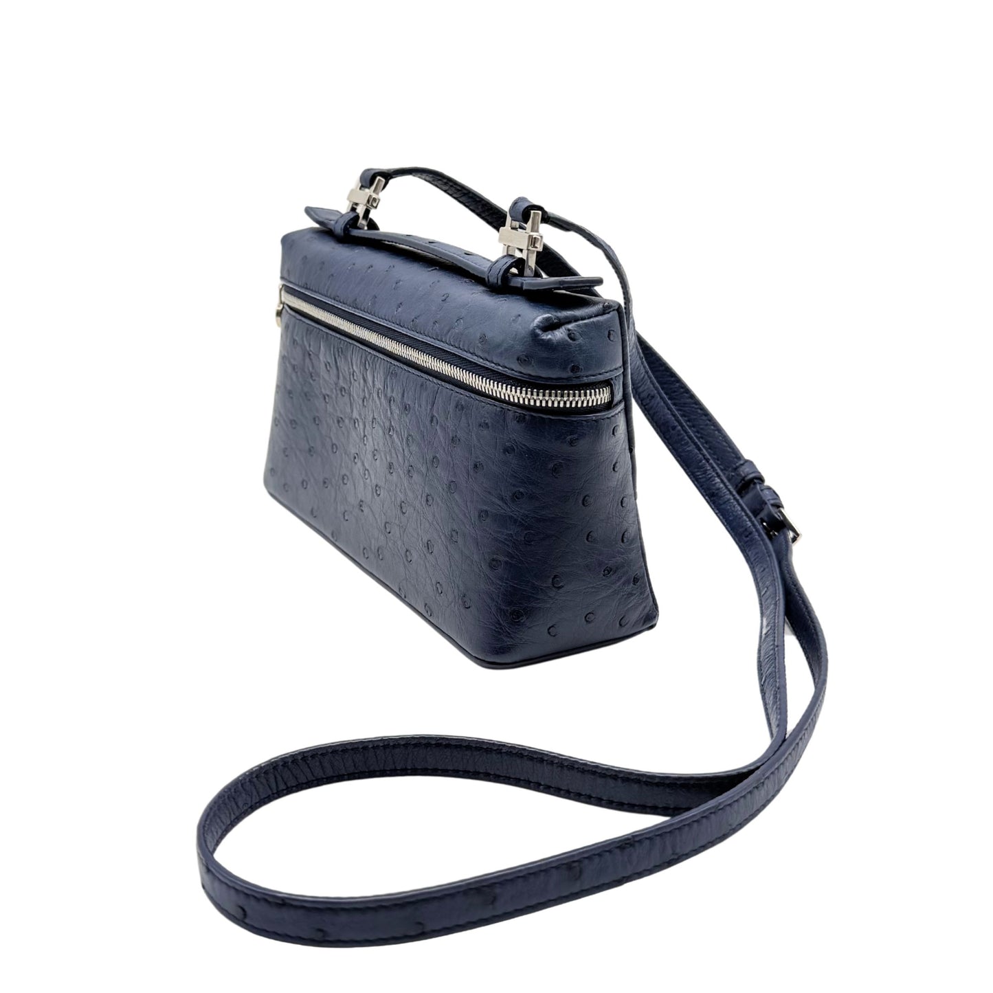 Loro Piana Extra Pocket L19 Blue Ostrich Crossbody