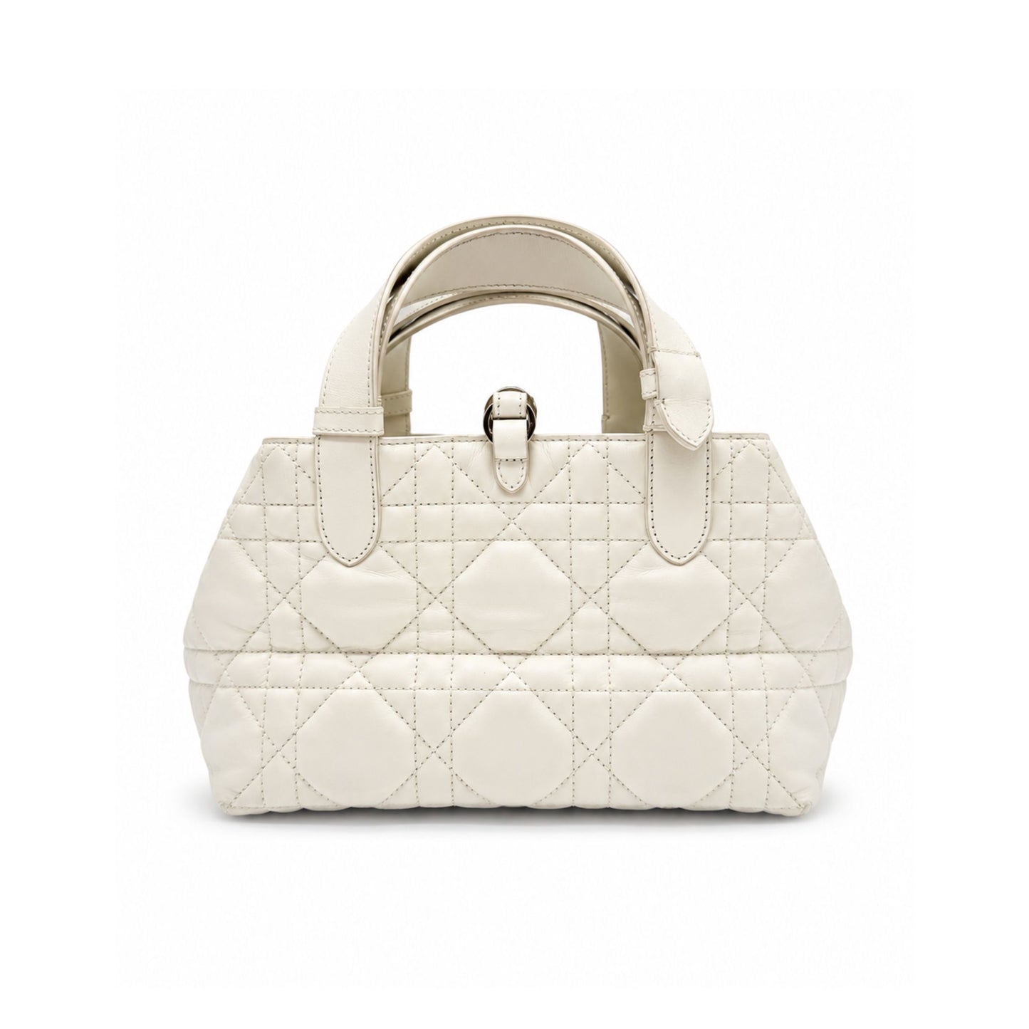 Dior White Macrocannage Toujours Small Handbag with Pouch