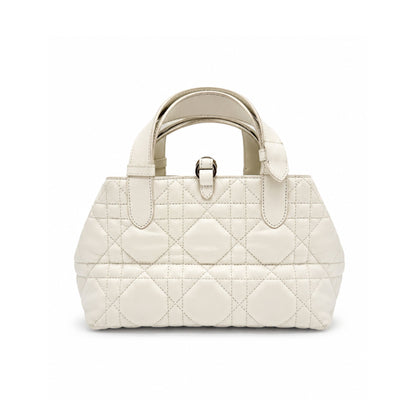 Dior White Macrocannage Toujours Small Handbag with Pouch